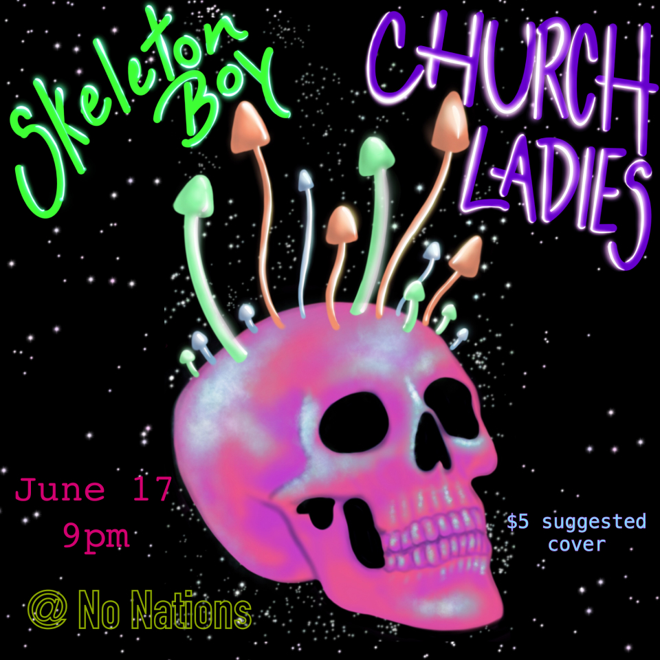 Church Ladies and Skeleton Boy Poster